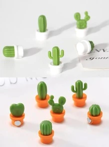 6pcs Cactus Shaped Fridge Magnet, Random Color, 3d Plant Pot Design, Memo Note, Message Board, Iron Attraction Best Gifts - Multicolor - View 7