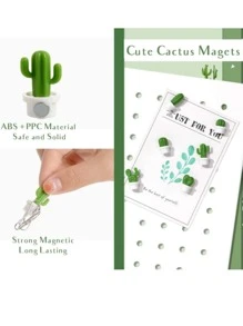 6pcs Cactus Shaped Fridge Magnet, Random Color, 3d Plant Pot Design, Memo Note, Message Board, Iron Attraction Best Gifts - Multicolor - View 6