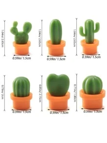 6pcs Cactus Shaped Fridge Magnet, Random Color, 3d Plant Pot Design, Memo Note, Message Board, Iron Attraction Best Gifts - Multicolor - View 9