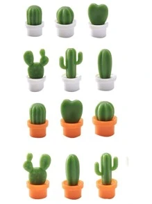 6pcs Cactus Shaped Fridge Magnet, Random Color, 3d Plant Pot Design, Memo Note, Message Board, Iron Attraction Best Gifts - Multicolor - View 10