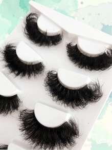 Asiteo 4 Pairs Eyelashes 20mm Faux Mink Eyelashes Long Lasting Fluffy Lashes Dramatic Volume Lashes Extension Thick Long - Black - View 2