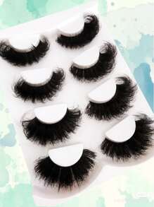 Asiteo 4 Pairs Eyelashes 20mm Faux Mink Eyelashes Long Lasting Fluffy Lashes Dramatic Volume Lashes Extension Thick Long - Black - View 3