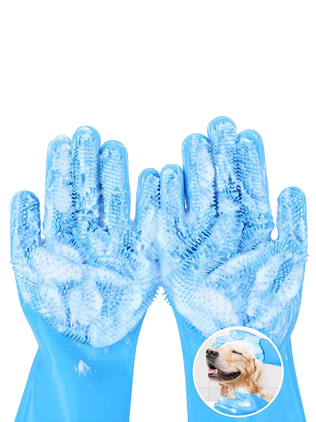 1對寵物沐浴矽膠手套狗狗貓洗澡刷按摩刷加厚防滑