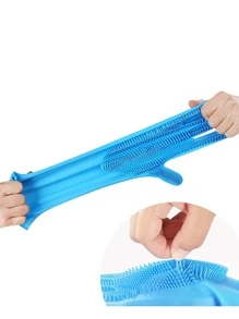 1對寵物沐浴矽膠手套狗狗貓洗澡刷按摩刷加厚防滑