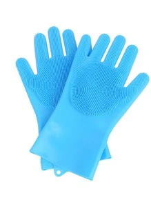 1對寵物沐浴矽膠手套狗狗貓洗澡刷按摩刷加厚防滑