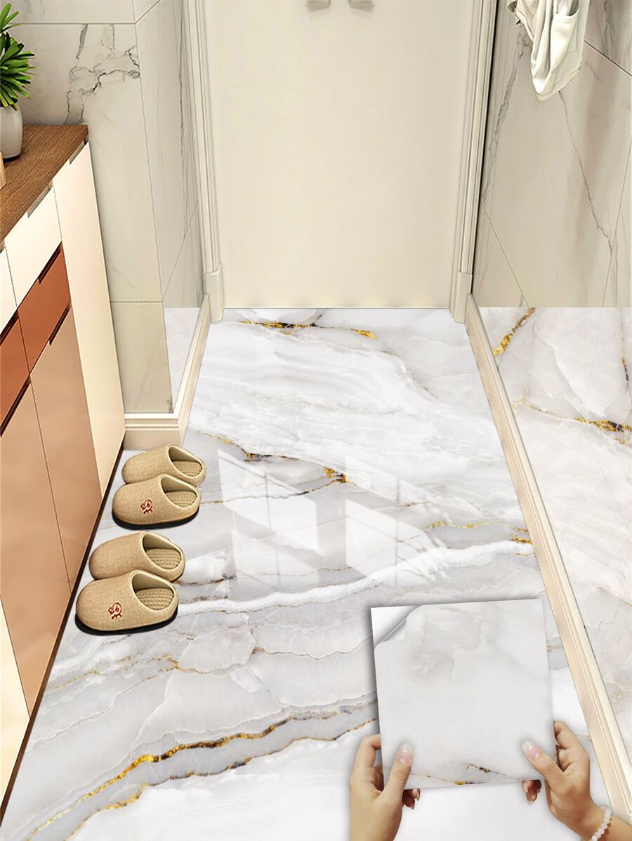 10pcs/20pcs Marble Pattern Waterproof Vinyl Floor Stickers Floor Tiles Flooring Floor Tiles Self Adhesive Floor Tiles Peel Stick Living Room Decor Room Decor Home Decor Kitchen - Multicolor - View 1