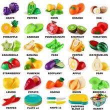 70入組兒童廚房切割玩具,包括仿製水果蔬菜、購物儲物籃,塑料小碟子和刀具,是幼兒生日禮物的教育玩具(配件隨機顔色) - 彩色 - 查看 8