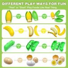 70入組兒童廚房切割玩具,包括仿製水果蔬菜、購物儲物籃,塑料小碟子和刀具,是幼兒生日禮物的教育玩具(配件隨機顔色) - 彩色 - 查看 4