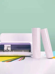 1 Roll Transparent Vinyl Transfer Tape With Grid For Alignment, Adhesive Transfer Paper For Silhouette Vinyl Stickers, Decals, Windows, Signs, 12 Inches X 30 Feet - Red - View 2