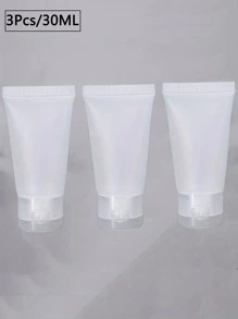 3入組便攜式旅行瓶，透明塑料空儲物瓶包裝瓶，可再填充擠壓袋，洗面奶乳液洗髮水浴凝膠化妝品容器30毫升/1盎司 - 無色 - 查看 3