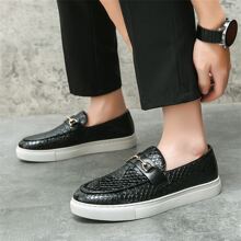 Men's Autumn Breathable 2023 New Arrival Casual Leather Shoes, Korean Fashionable Men's Shoes & Loafers - Black - View 4