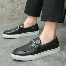 Men's Autumn Breathable 2023 New Arrival Casual Leather Shoes, Korean Fashionable Men's Shoes & Loafers - Black - View 3