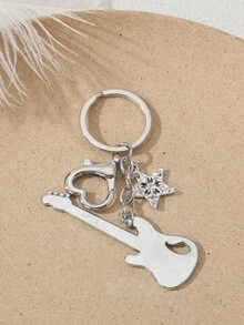 Y2K吉他星星心鑰匙圈適用於潮流前衛朋克風格復古甜美風&酷女孩 - 紅色 - 查看 3