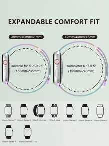 1入組漸變米蘭磁鐵不鏽鋼網環環扣替換兼容蘋果手錶帶系列Ultra Se 9 8 7 6 5 4 3 2 1 38mm 40mm 41mm 42mm 44mm 45mm 49mm女士和男士手錶帶 - 漸層 - 查看 6