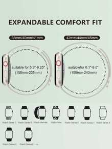 Starry Milanese不鏽鋼網狀環兼容蘋果手錶系列Ultra SE 8 7 6 5 4 3 2 1 38mm 40mm 41mm 42mm 44mm 45mm 49mm 女性和男性磁扣替換手錶帶 - 杏色 - 查看 5