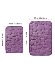 1pc Purple Pebble Pattern Bathroom Mat, Flannel Soft Comfortable Absorbent Anti-Skid Household Rug Floor Carpet Outdoor Rug Door Mat Room Decor Bathroom Accessories Back To School - Purple - View 6
