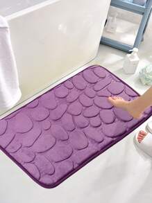 1pc Purple Pebble Pattern Bathroom Mat, Flannel Soft Comfortable Absorbent Anti-Skid Household Rug Floor Carpet Outdoor Rug Door Mat Room Decor Bathroom Accessories Back To School - Purple - View 3