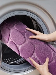 1pc Purple Pebble Pattern Bathroom Mat, Flannel Soft Comfortable Absorbent Anti-Skid Household Rug Floor Carpet Outdoor Rug Door Mat Room Decor Bathroom Accessories Back To School - Purple - View 4