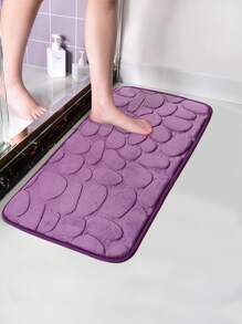 1pc Purple Pebble Pattern Bathroom Mat, Flannel Soft Comfortable Absorbent Anti-Skid Household Rug Floor Carpet Outdoor Rug Door Mat Room Decor Bathroom Accessories Back To School - Purple - View 2