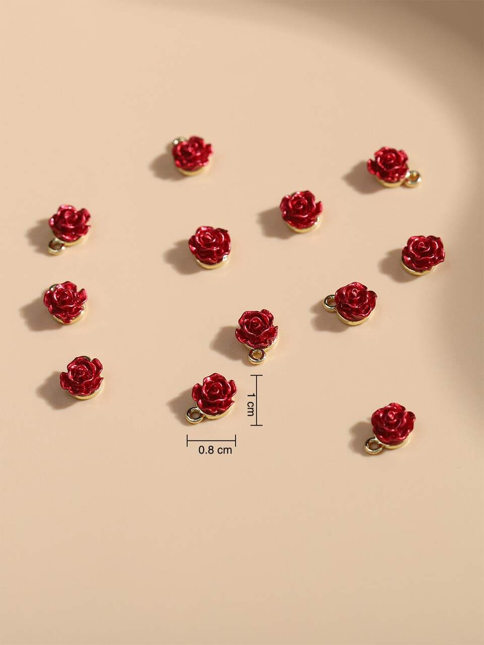 12pcs Alloy Base Rose Shaped Adhesive Diy Jewelry Making Pendant Valentines