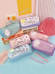 1入組卡通和字母圖案筆袋 - 彩色 - 查看 2