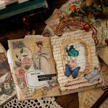MOCARD 1 cuốn/100 cái Phong cách Retro Thiết kế hoa Trang trí Chất liệu Cắt dán thẩm mỹ Làm sổ lưu niệm Viết nhật ký Văn phòng phẩm Nghệ thuật Giấy DIY Quân nhu - màu xanh lá - Xem 5
