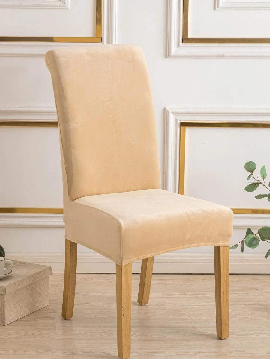 4pcs Velvet Dining Chair Slipcovers, Stretchy Chair Covers For High Chairs, Stretch Chair Protective Coaster For Restaurant, Wedding, Banquet, Ceremony - Màu be - Xem 1