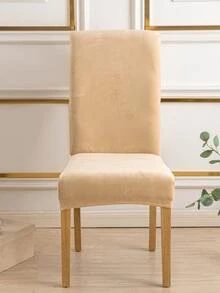 4pcs Velvet Dining Chair Slipcovers, Stretchy Chair Covers For High Chairs, Stretch Chair Protective Coaster For Restaurant, Wedding, Banquet, Ceremony - Màu be - Xem 5