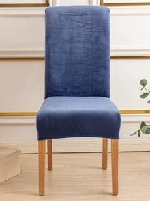 4pcs Velvet Stretch Chair Cover Set, Suitable For Dining Room, Wedding, Ceremony And Banquet Chairs - Màu xanh lam - Xem 5