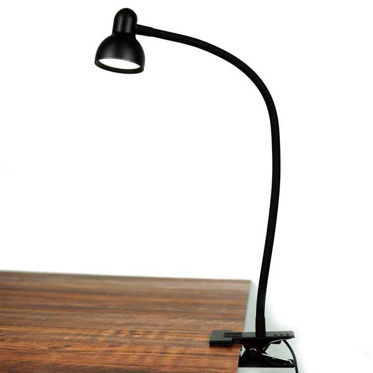 LED Clip lámpara , USB Clip Lámpara de escritorio Luz para leer con pequeño tubo en forma de , ideal para sala de estar , dormitorio , cabecera con iluminación nocturna - Negro - Añade 6