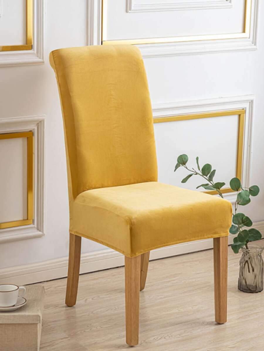 4pcs Velvet Dining Chair Slipcovers, Spandex Chair Protectors For High Chairs, Seat Covers For Chairs, Suitable For Restaurants, Weddings, Ceremonies, Banquets - gừng - Xem 1