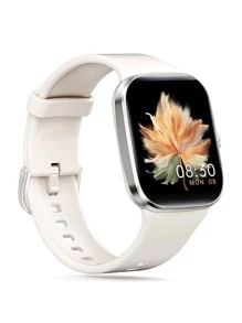 心率監測方形智能手錶 - 米色 - 查看 3