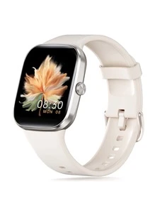 心率監測方形智能手錶 - 米色 - 查看 2