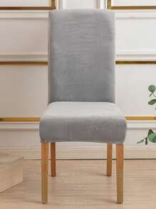 4pcs Luxury Velvet Chair Covers Including Stretch Chair Cover For Chairs With Height Legs And Sash For Wedding, Banquet, Event - Màu Xám nhạt - Xem 5