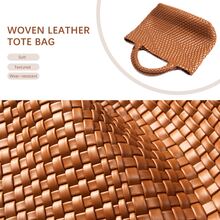 BOSTANTEN Woven Bags For Women Large Leather Tote Bag Summer Beach Travel Handbags Shopper Shoulder Bag - màu nâu - Xem 7