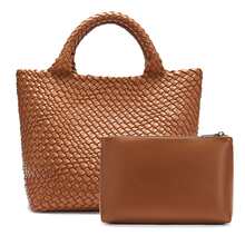 BOSTANTEN Woven Bags For Women Large Leather Tote Bag Summer Beach Travel Handbags Shopper Shoulder Bag - màu nâu - Xem 3