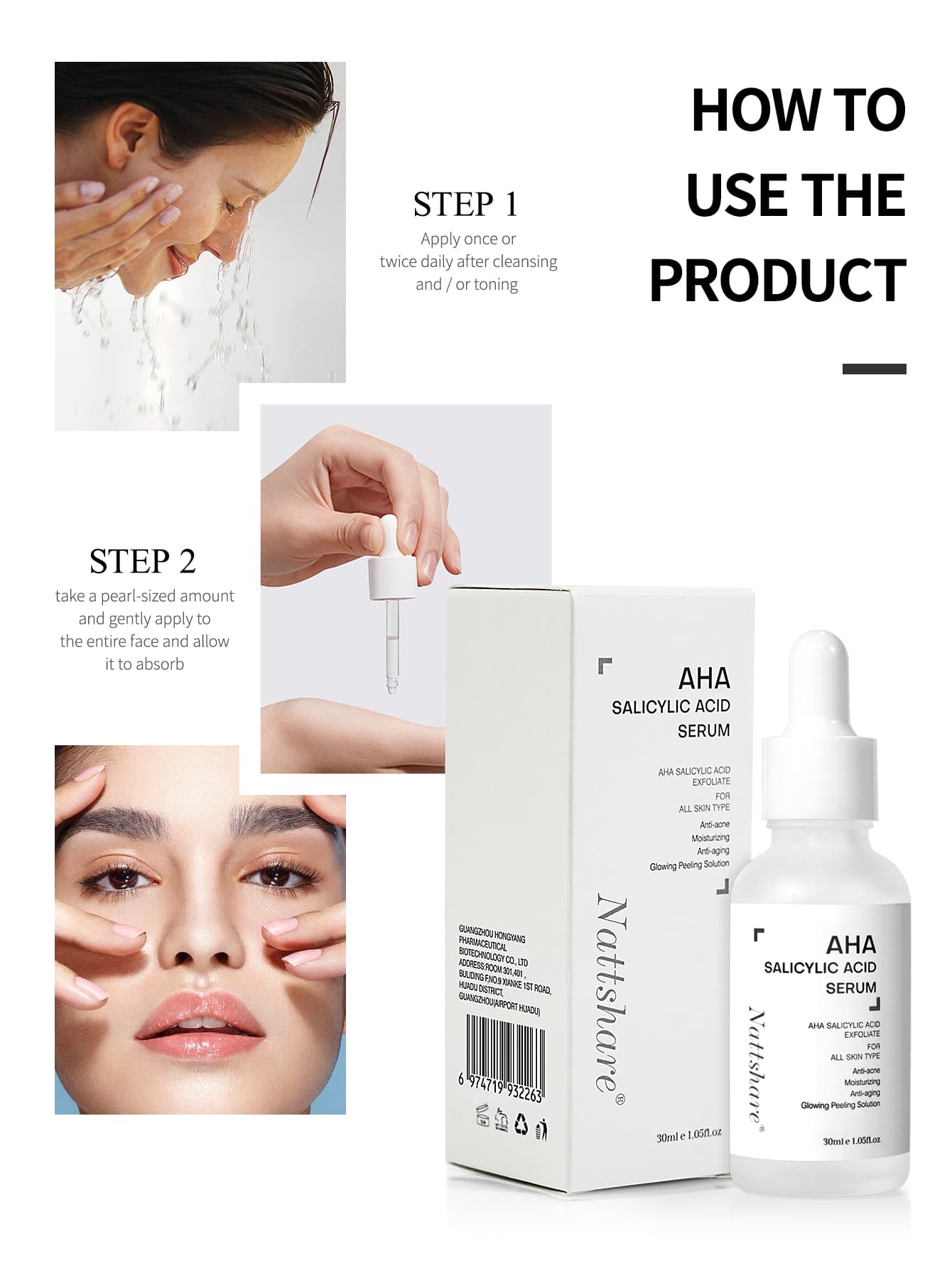 AHA Salicylic Acid Exfoliating & Brightening & Removing Blackhead Essence BHA Glycolic Acid