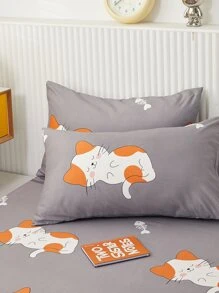 1 bộ Phim hoạt hình dễ thương Mèo Bộ chăn ga gối , 2 Vỏ gối Và 1 Chăn Vừa vặn - Nhiều màu - Xem 5