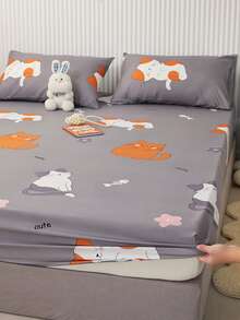 1 bộ Phim hoạt hình dễ thương Mèo Bộ chăn ga gối , 2 Vỏ gối Và 1 Chăn Vừa vặn - Nhiều màu - Xem 3