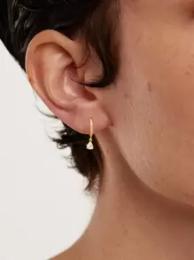 Stylever 一对锆石几何水滴耳环，925纯银首饰，优雅饰品，适合女孩、约会、晚宴、派对、节日佩戴 - 金色 - 查看 5