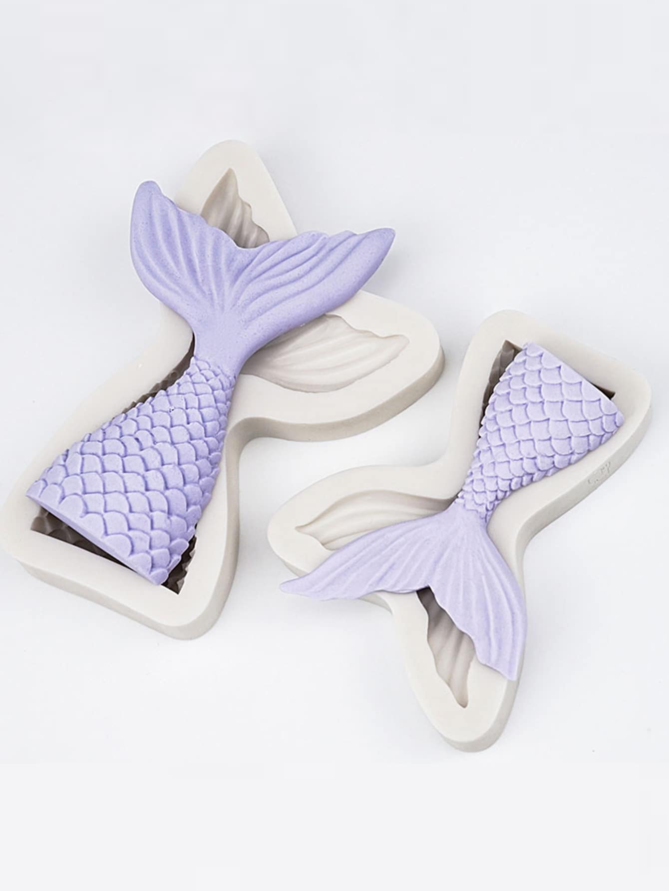 1pc Mermaid Tail Silicone Fondant Cake Moulds Grey Fish Tail Silicone Mold Chocolate Ice Tray Cake Decorating Baking Tools Handmade Soap Mold Sugar Craft Molds