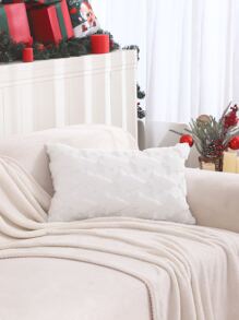Miater 1pc 3d Embroidered Plush Christmas Tree Pillow Cover - White - View 6