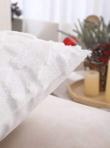 Miater 1pc 3d Embroidered Plush Christmas Tree Pillow Cover - White - View 4