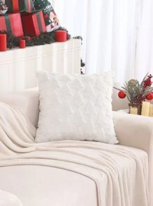 Miater 1pc 3d Embroidered Plush Christmas Tree Pillow Cover - White - View 5