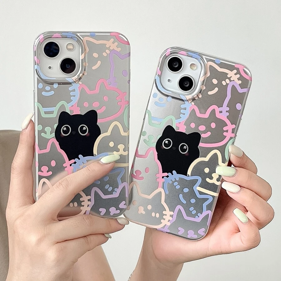 1 Miếng Mô hình hoạt hình mèo Ốp lưng & bao da điện thoại - Bạc - Xem 1