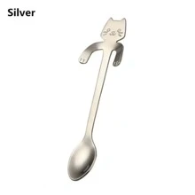 Stainless Steel Silver Cat Shaped Coffee Spoon - Cute cat coffee spoon - View 2