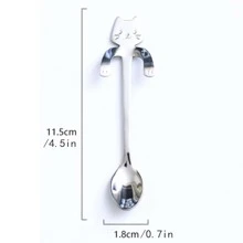 Stainless Steel Silver Cat Shaped Coffee Spoon - Cute cat coffee spoon - View 3