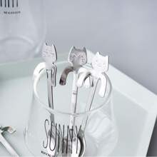 Stainless Steel Silver Cat Shaped Coffee Spoon - Cute cat coffee spoon - View 5