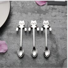 Stainless Steel Silver Cat Shaped Coffee Spoon - Cute cat coffee spoon - View 4