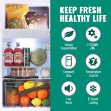 WANAI Compact Refrigerator 3.5 CU.FT Double Door Mini Fridge With Freezer Small Refrigerator With 7 Adjustable Temperature Side Door Wire Rack Suit For Dorm Office Apartment Black - Bạc - Xem 2